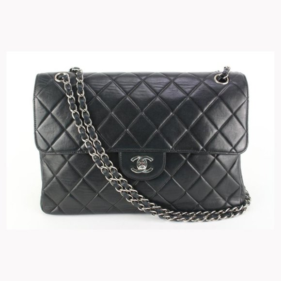 Chanel Handbags - Chanel Black Quilted Lambskin Jumbo Double Flap Classic Bag 55cz55s